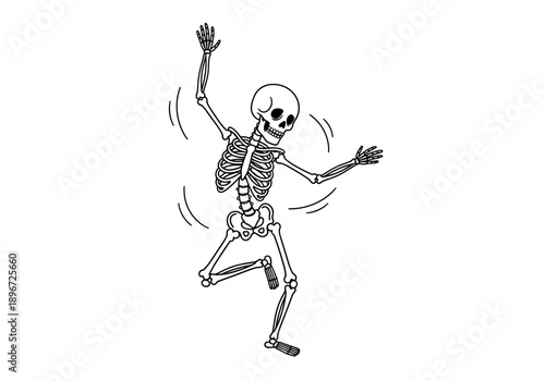 Skeleton dancing with energetic movements in a dynamic pose illustration