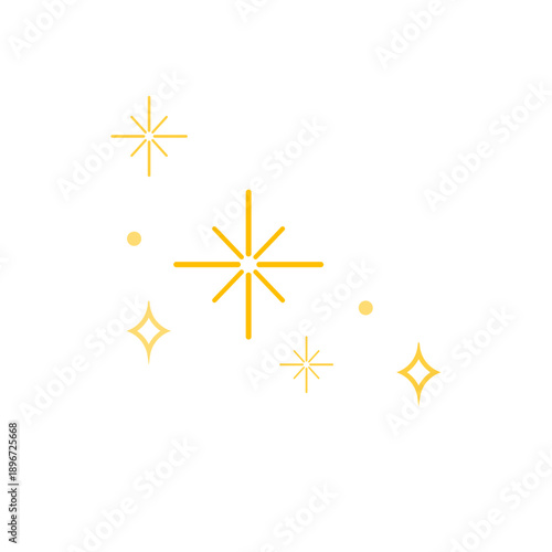 Gold sparkle stars. Twinkling stars. Sparkles, shining burst. Vector illustration.
