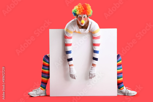 Portrait of clown with blan...