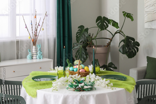 Festive table serving with ...