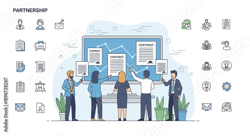 Business partnership agreement between companies showcasing collaborative teamwork approach