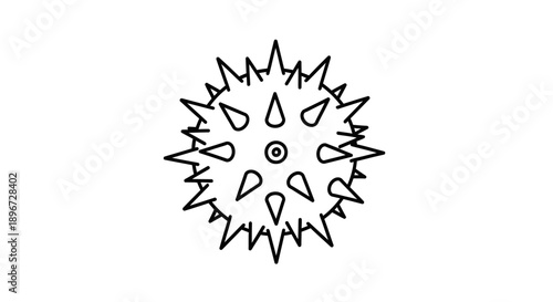 Virus Particle Microorganism Icon, Disease Infection Pandemic Symbol, Medical Research, Isolated White Background