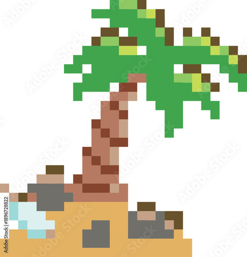 Pixel Art Palm Tree Landscape.