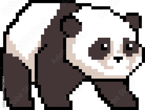 Pixel Art Panda Bear.