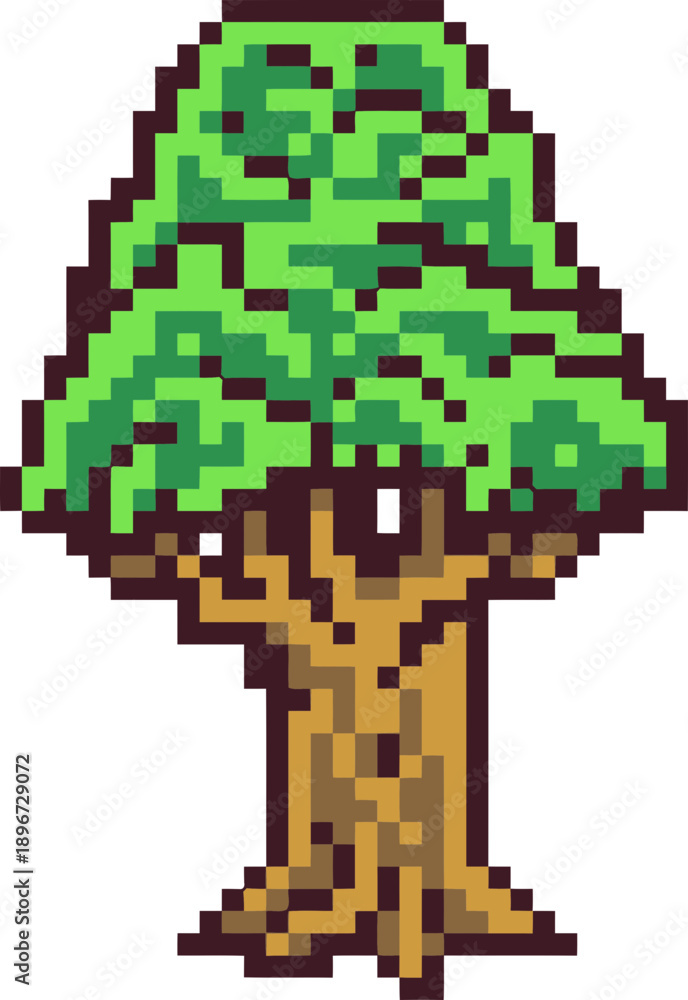 Obraz premium Pixel Art Tree Illustration.