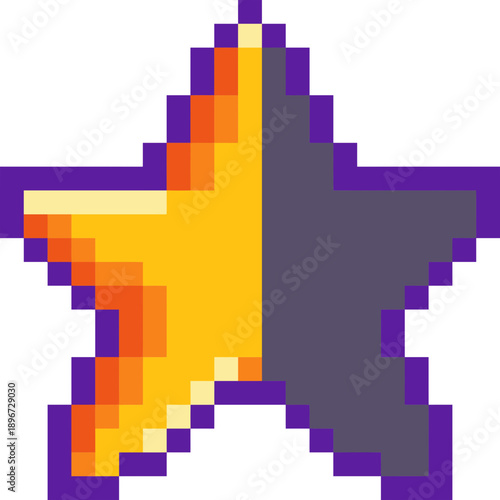 Pixel Art Star Design Element.