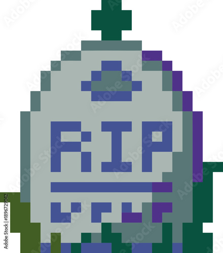 Pixel Art Tombstone RIP.