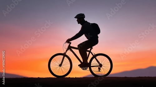 Wallpaper Mural Cycling Silhouette Against Colorful Sunset Sky with Vibrant Hues and Scenic Landscape Torontodigital.ca