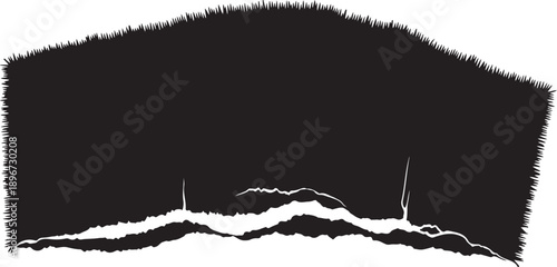 Black torn paper with white background and ripped edges