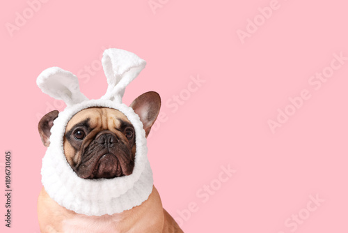 Cute French bulldog in bunn...