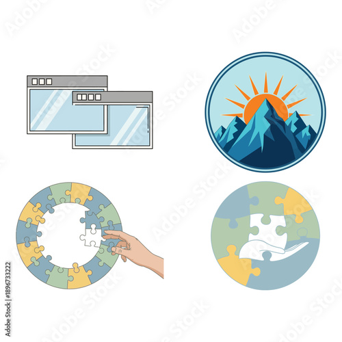 Creative composite image of four different graphic designs