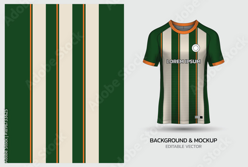 Classic Green and Beige Vertical Stripe Sportswear Design