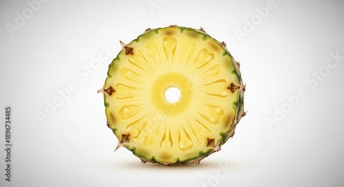 Vibrant yellow pineapple cross-section showcasing its intricate core and fresh tropical texture