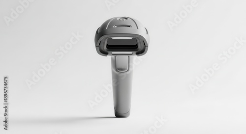 Modern minimalist grey handheld digital data scanner device for retail logistics inventory