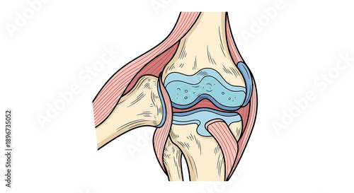 Knee Joint Anatomy - Illustration of Human Knee Cartilage and Ligaments
