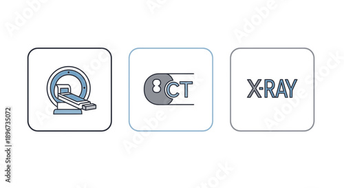 Medical Imaging Icons: CT Scan, MRI, X-Ray - Healthcare Technology