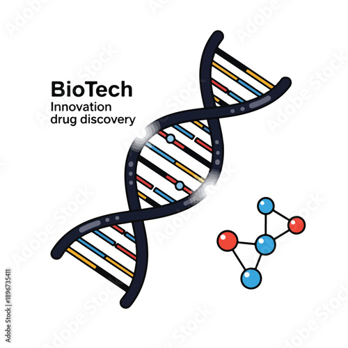 A DNA double helix with a molecular structure