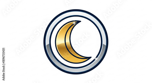 Golden crescent moon symbol in a circular frame with a gradient effect and bold lines representing mysticism and spirituality