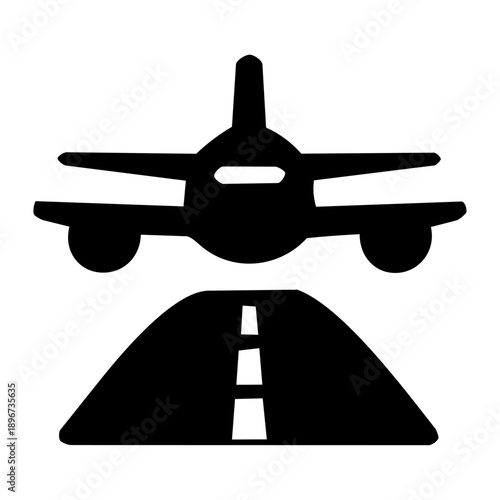 Airplane Runway Takeoff Icon　飛行機＋滑走路