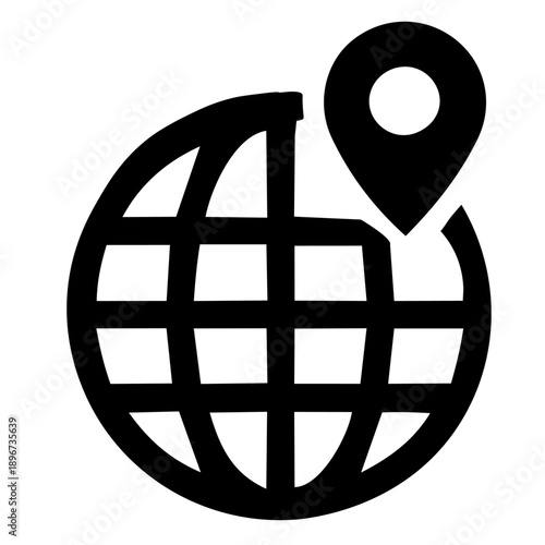 Global Location Travel Icon　地球＋ピン（目的地）