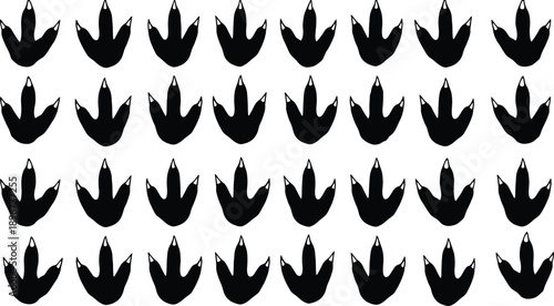 Collection of Dinosaur Footprint Silhouette Vector Illustration Set, Prehistoric Reptile Tracks for Paleontology Science Education Museum Decor and Ancient Jurassic Wildlife Graphic Design