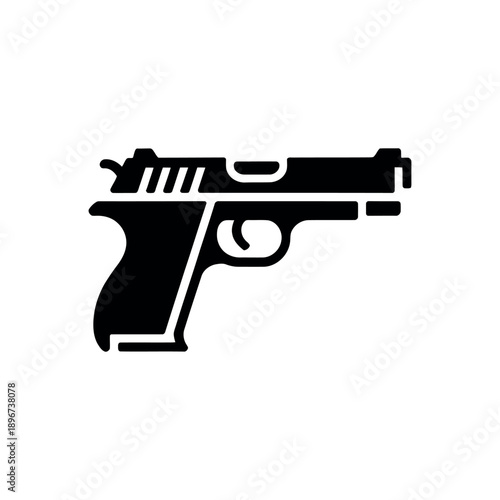 Black silhouette of a semi automatic handgun side view illustration