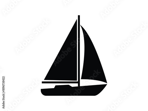 Sailboat Silhouette - Simple Black Icon for Travel and Leisure