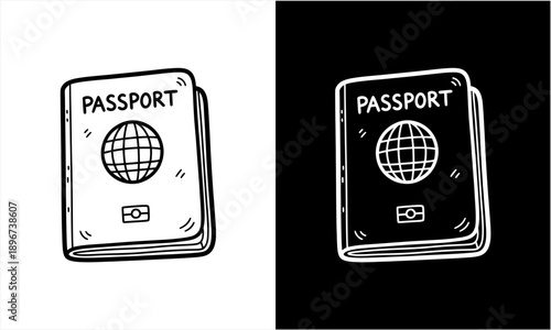 Hand drawn passport illustration for travel and identification.
