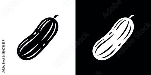A contrasting depiction of a cucumber in black and white