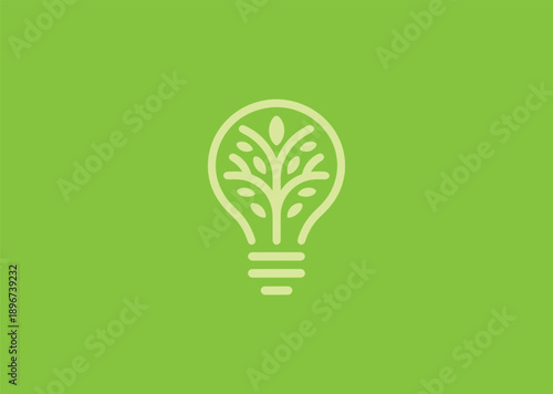 Light bulb tree simple line logo symbolizing ideas, growth, and sustainable innovation.