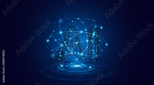 Artificial intelligence AI symbol, future advanced artificial intelligence technology circuit board concept