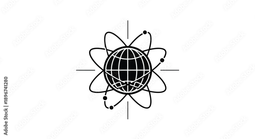 Fototapeta premium Vector illustration of a mosquito isolated on white background designed with a circular molecule atom pattern and technological network icon elements