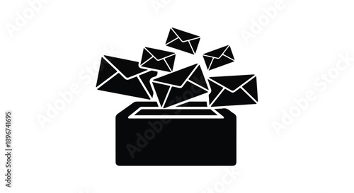 Envelopes flying out of a mailbox, symbolizing receiving many messages and communications.