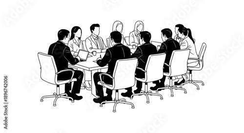 diverse team of business professionals collaborating in a focused conference room meeting discussing corporate strategy and future business development.