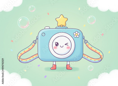 パステルカラーのかわいいカメラのイラスト
Generative AI 