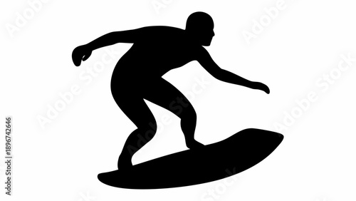 Professional surfer in dynamic pose on surfboard