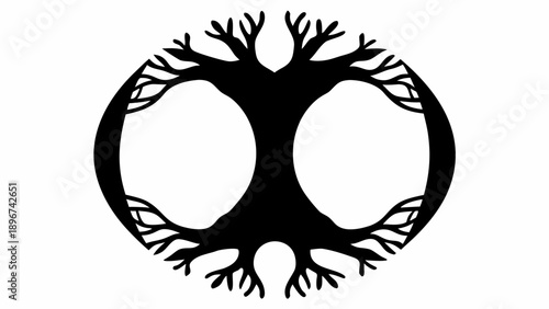 Symbolic tree design with interconnected branches in circle