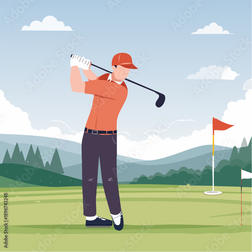 Golf Vector Illustration Outdoor Sport Concept