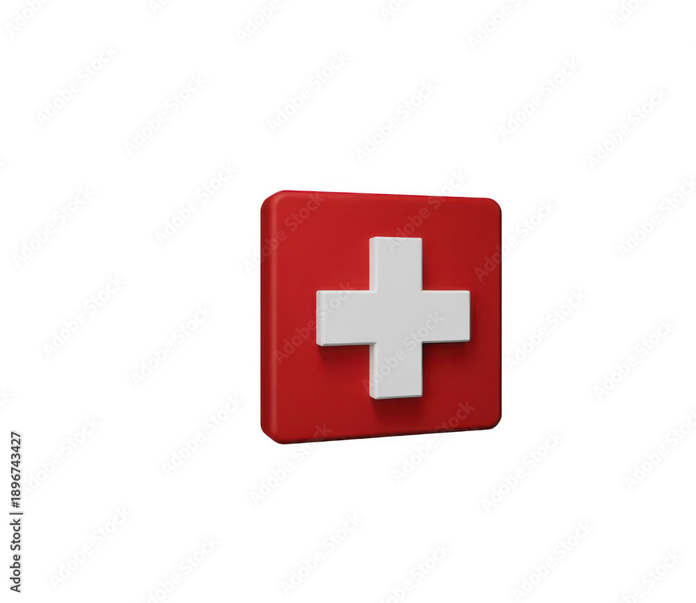 Obraz premium A vibrant 3d icon of the swiss flag or medical symbol isolated on transparent background