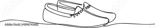 Moccasins continuous one line drawing minimalism design isolated on white background. one line Art icon drawing vector