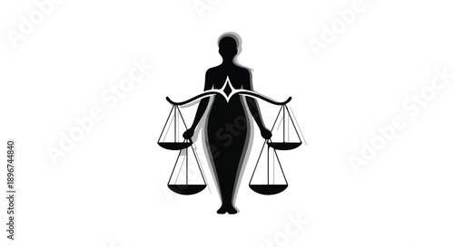 silhouette of a woman holding a scales