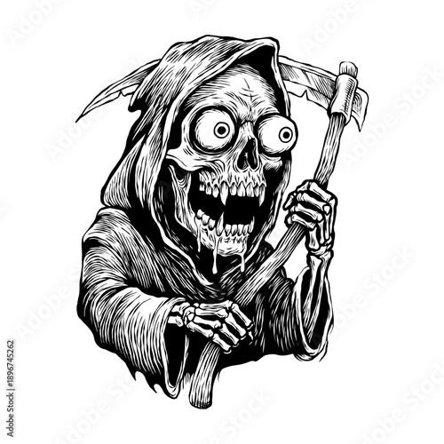 grim reaper hand drawn vector illustration