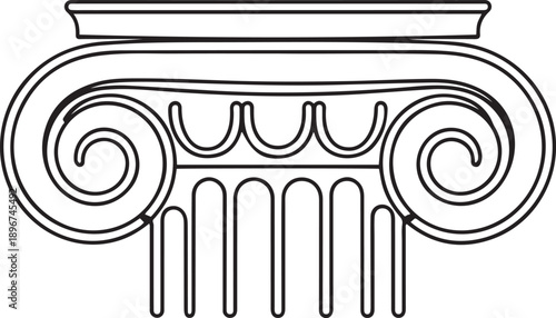 ancient historical roman greek column header drawing one line concept. one line Art icon drawing vector
