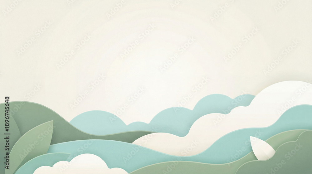 Fototapeta premium Serene natural landscape background for healthcare and wellness design, promoting peace and calm with gentle organic shapes and soft colors