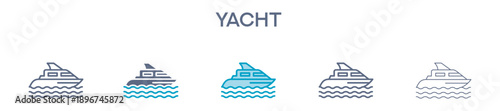 Yacht Element For Design Graphic - Multi Styles. Line Icons For Luxury Travel, Sea, And Vacation 
