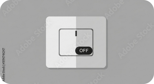 Light Switch Off on Gray Background, Isolated, Close-up