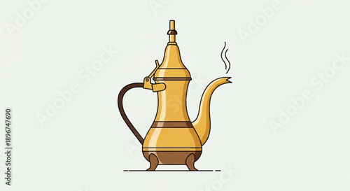 Traditional middle eastern teapot with steam rising golden and brown hues symbolizing hospitality and cultural heritage perfect for illustrating exotic exoticism and tea concepts