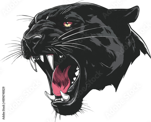Black panther head. creative panther head angry vector illustration vector art of white background