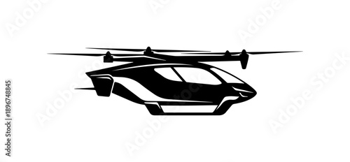 Futuristic Flying Car Silhouette Vector Design