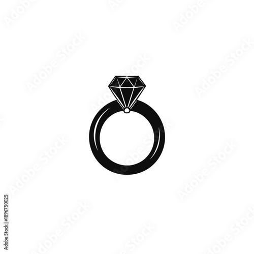 Diamond engagement ring isolated on white background minimalist jewelry design